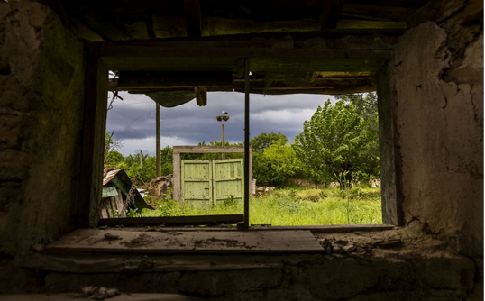 Blick aus einem verlassenen Haus